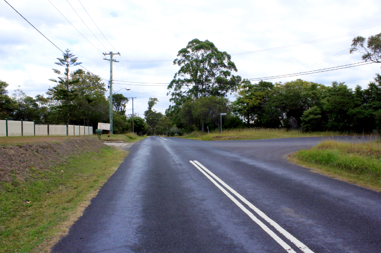 Intersection of Chilcott Road and Bay Road at the top of cycling Berowra Waters West.