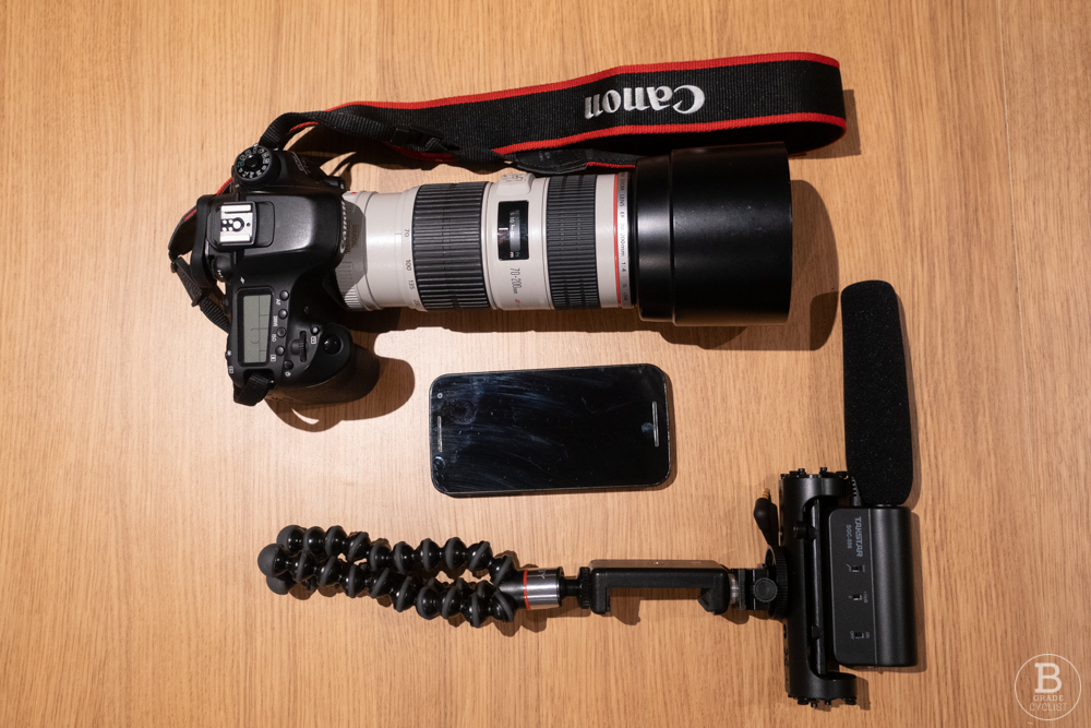 Camera and smartphone set-up for live-tweeting a bicycle race like the 2019 Blayney 2 Bathurst (B2B), Bathurst Cycling Classic.